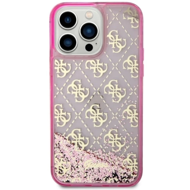 Чохол Guess Liquid Glitter 4G Transculent для iPhone 14 Pro Pink (GUHCP14LLC4PSGP)