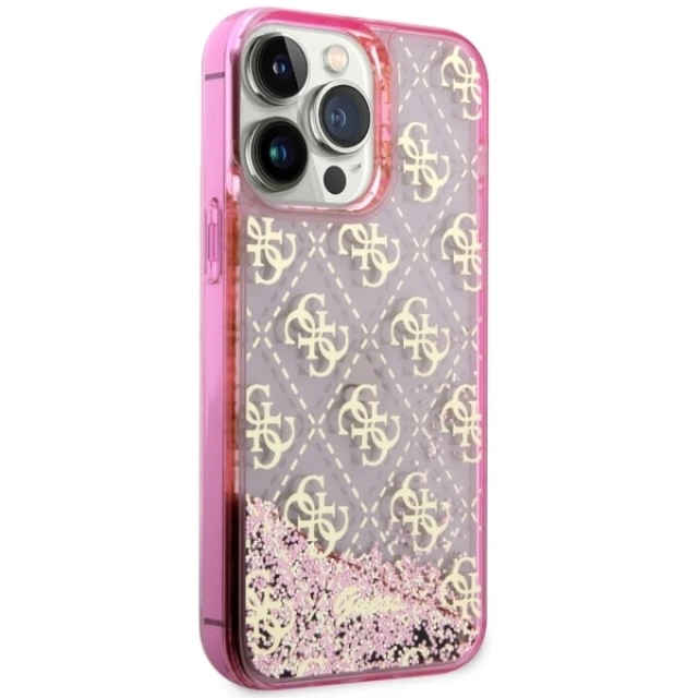 Чохол Guess Liquid Glitter 4G Transculent для iPhone 14 Pro Pink (GUHCP14LLC4PSGP)