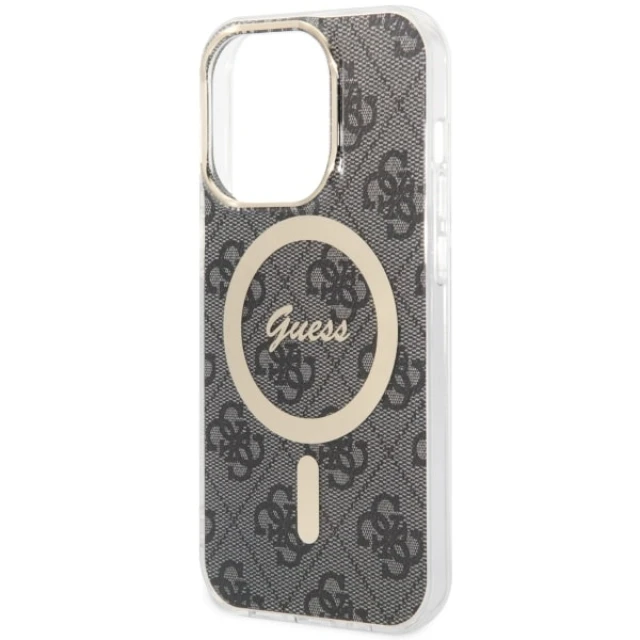 Чохол Guess 4G для iPhone 14 Pro Black with MagSafe (GUHMP14LH4STK)