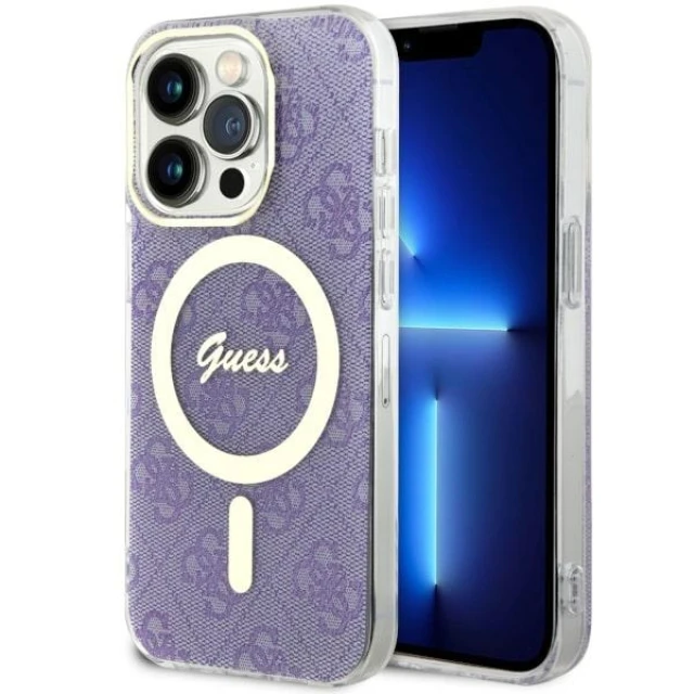 Чохол Guess 4G для iPhone 14 Pro Purple with MagSafe (GUHMP14LH4STU)