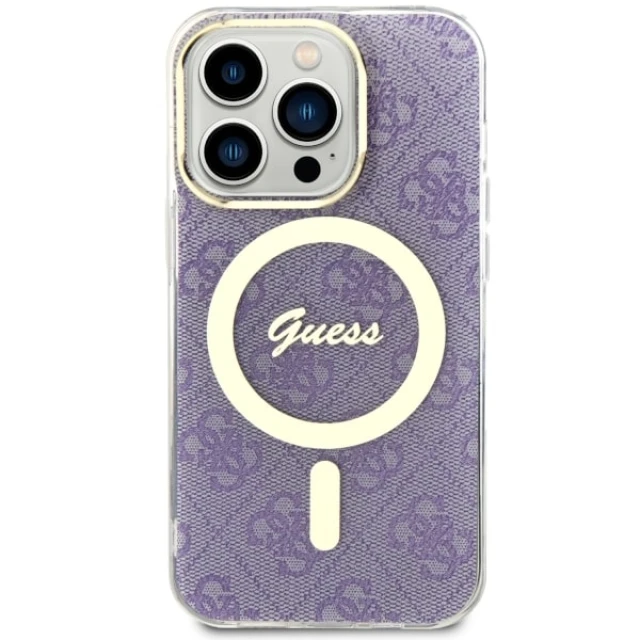 Чохол Guess 4G для iPhone 14 Pro Purple with MagSafe (GUHMP14LH4STU)