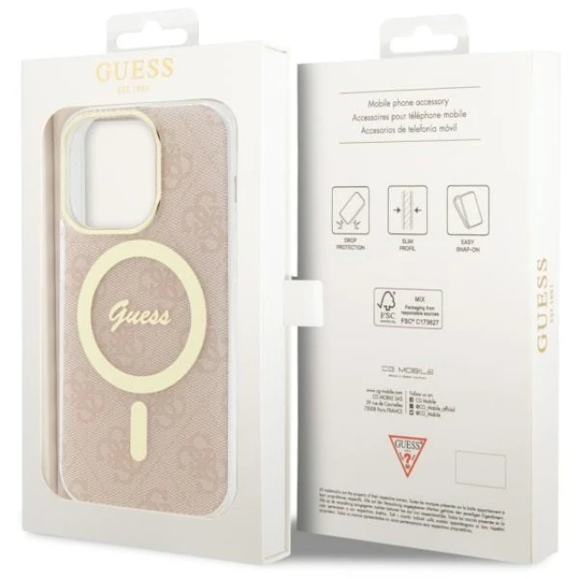 Чохол Guess 4G для iPhone 14 Pro Pink with MagSafe (GUHMP14LH4STP)