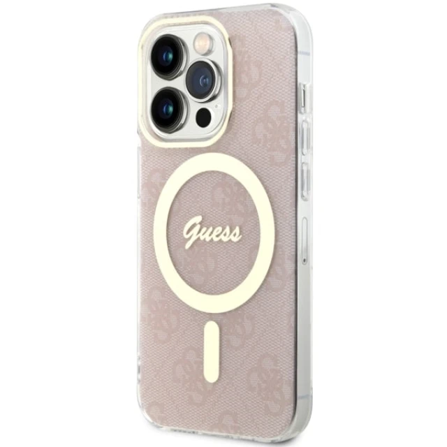 Чохол Guess 4G для iPhone 14 Pro Pink with MagSafe (GUHMP14LH4STP)