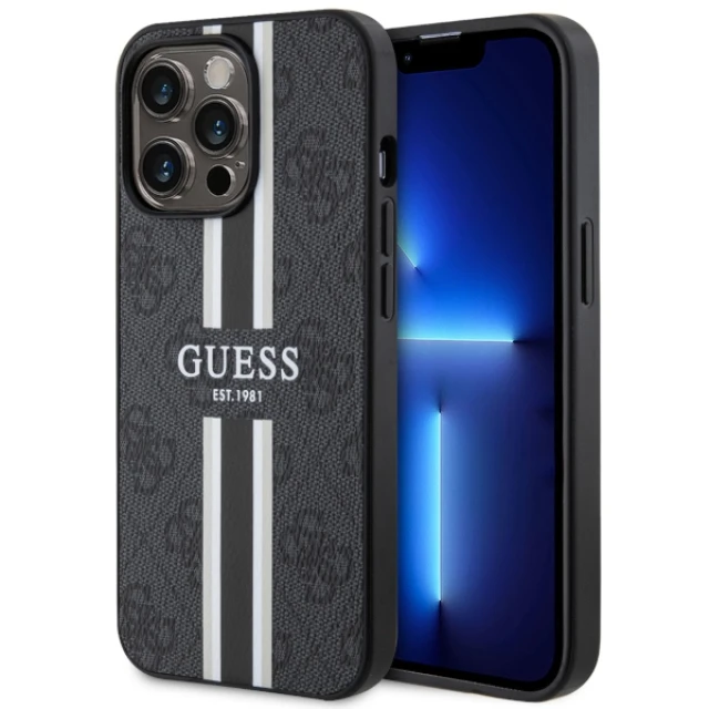 Чохол Guess 4G Printed Stripes для iPhone 13 Pro Black with MagSafe (GUHMP13LP4RPSK)