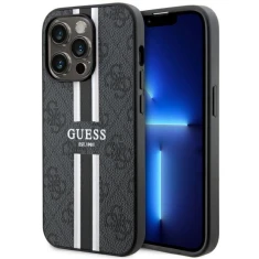 Чехол Guess 4G Printed Stripes для iPhone 14 Pro Black with MagSafe (GUHMP14LP4RPSK)
