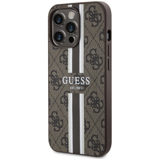 Чохол Guess 4G Printed Stripes для iPhone 13 Pro Max Brown with MagSafe (GUHMP13XP4RPSW)