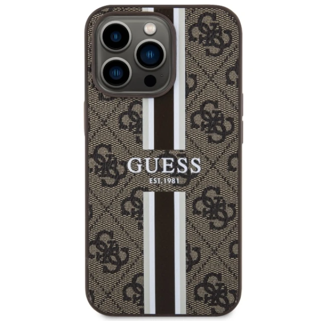 Чохол Guess 4G Printed Stripes для iPhone 13 Pro Max Brown with MagSafe (GUHMP13XP4RPSW)