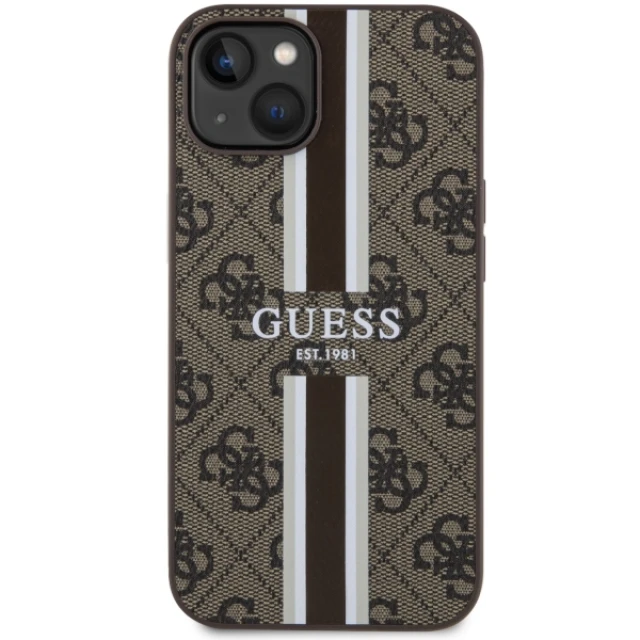 Чехол Guess 4G Printed Stripes для iPhone 14 | 13 Brown with MagSafe (GUHMP14SP4RPSW)
