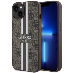 Чохол Guess 4G Printed Stripes для iPhone 14 Plus Brown with MagSafe (GUHMP14MP4RPSW)