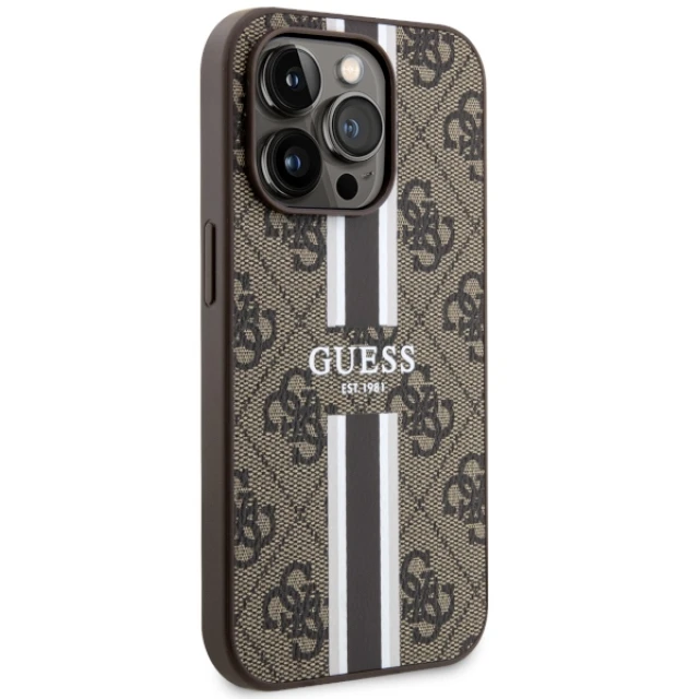 Чохол Guess 4G Printed Stripes для iPhone 14 Pro Max Brown with MagSafe (GUHMP14XP4RPSW)
