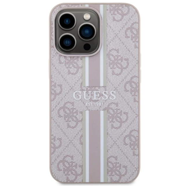 Чохол Guess 4G Printed Stripes для iPhone 13 Pro Pink with MagSafe (GUHMP13LP4RPSP)
