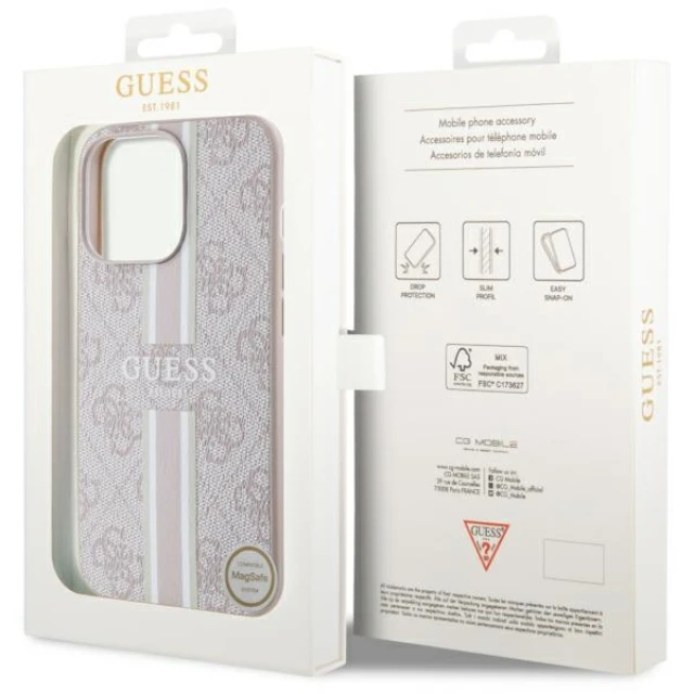 Чохол Guess 4G Printed Stripes для iPhone 13 Pro Max Pink with MagSafe (GUHMP13XP4RPSP)