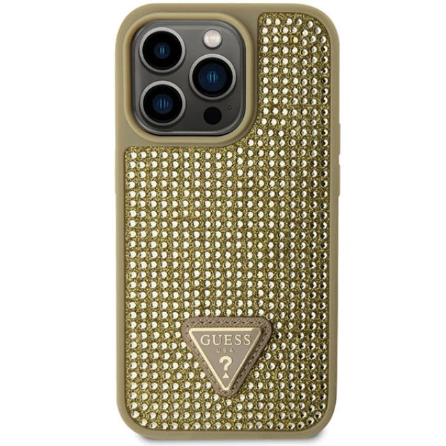 Чохол Guess Rhinestone Triangle для iPhone 14 Pro Gold (GUHCP14LHDGTPD)