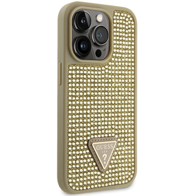 Чохол Guess Rhinestone Triangle для iPhone 14 Pro Gold (GUHCP14LHDGTPD)