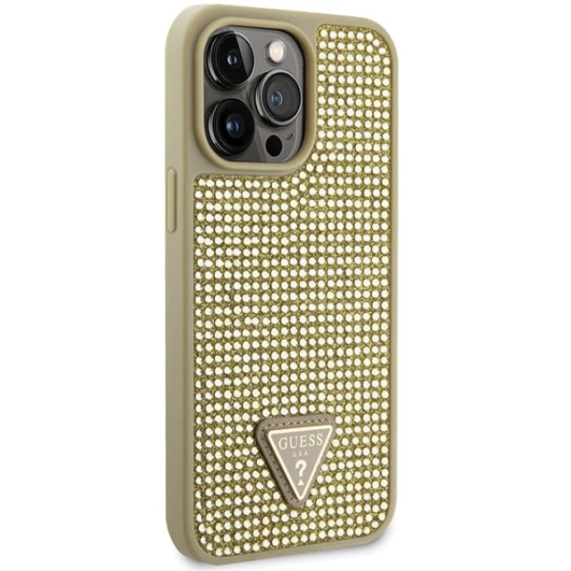 Чохол Guess Rhinestone Triangle для iPhone 14 Pro Max Gold (GUHCP14XHDGTPD)
