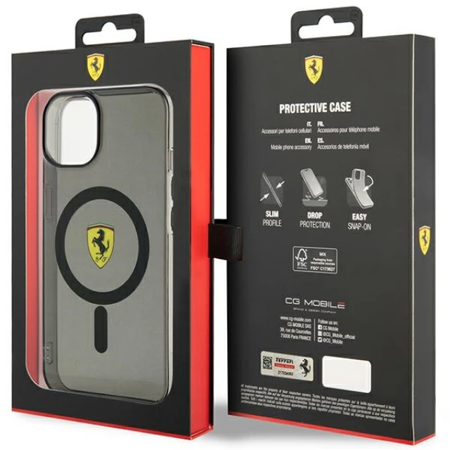 Чохол Ferrari Translucent для iPhone 14 | 13 Black with MagSafe (FEHMP14SURKK)