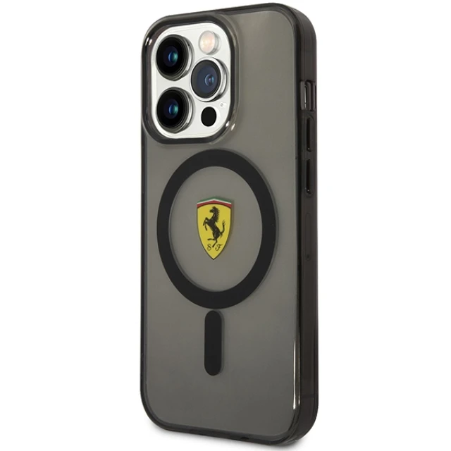 Чохол Ferrari Translucent для iPhone 14 Pro Black with MagSafe (FEHMP14LURKK)