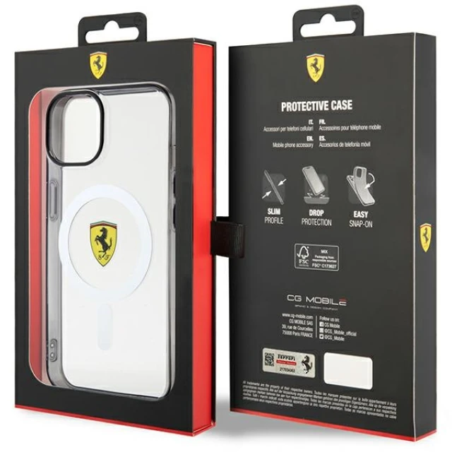 Чохол Ferrari Outline для iPhone 14 | 13 Transparent with MagSafe (FEHMP14SURKT)