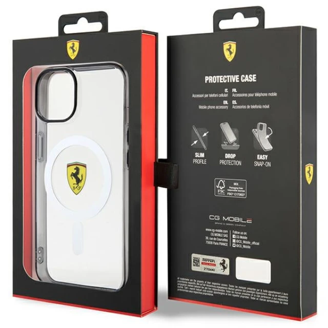 Чохол Ferrari Outline для iPhone 14 Plus Transparent with MagSafe (FEHMP14MURKT)