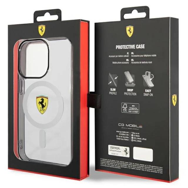 Чохол Ferrari Outline для iPhone 14 Pro Max Transparent with MagSafe (FEHMP14XURKT)