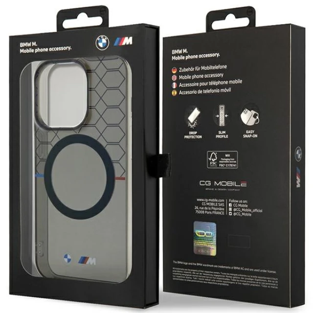 Чохол BMW Pattern для iPhone 14 Pro Grey with MagSafe (BMHMP14LHGPK)