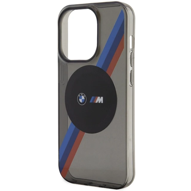 Чохол BMW Tricolor Stripes для iPhone 14 Pro Grey with MagSafe (BMHMP14LHDTK)