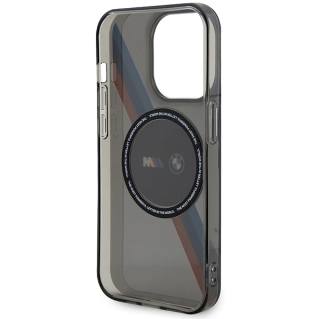 Чохол BMW Tricolor Stripes для iPhone 14 Pro Grey with MagSafe (BMHMP14LHDTK)