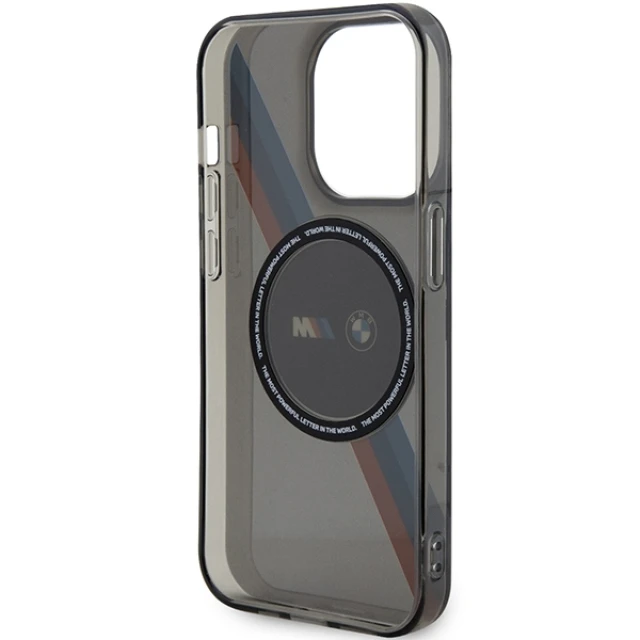 Чехол BMW Tricolor Stripes для iPhone 14 Pro Max Grey with MagSafe (BMHMP14XHDTK)