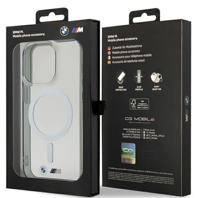 Чохол BMW Silver Ring для iPhone 14 Pro Transparent with MagSafe (BMHMP14LHCRS)
