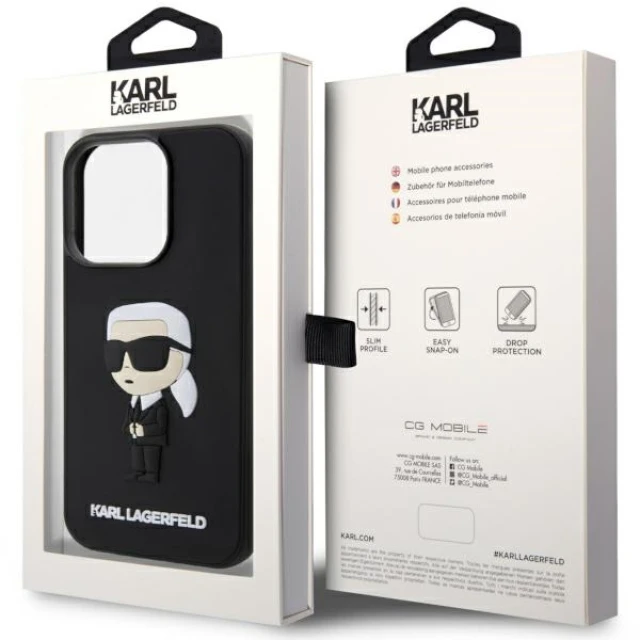 Чохол Karl Lagerfeld Rubber Ikonik 3D для iPhone 14 Pro Max Black (KLHCP14X3DRKINK)