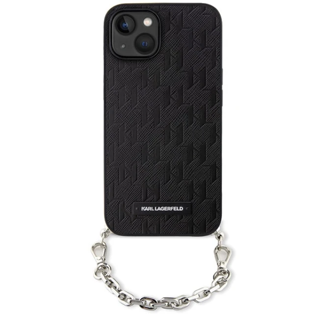 Чохол Karl Lagerfeld Saffiano Monogram Chain для iPhone 14 | 13 Black (KLHCP14SSACKLHPK)