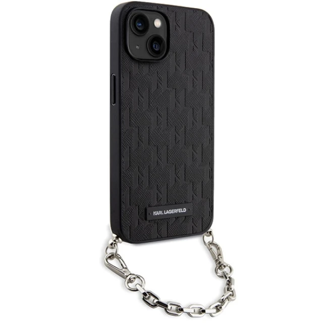 Чохол Karl Lagerfeld Saffiano Monogram Chain для iPhone 14 | 13 Black (KLHCP14SSACKLHPK)