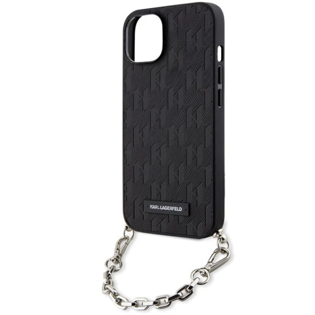 Чохол Karl Lagerfeld Saffiano Monogram Chain для iPhone 14 | 13 Black (KLHCP14SSACKLHPK)