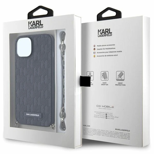 Чохол Karl Lagerfeld Saffiano Monogram Chain для iPhone 14 | 13 Black (KLHCP14SSACKLHPK)