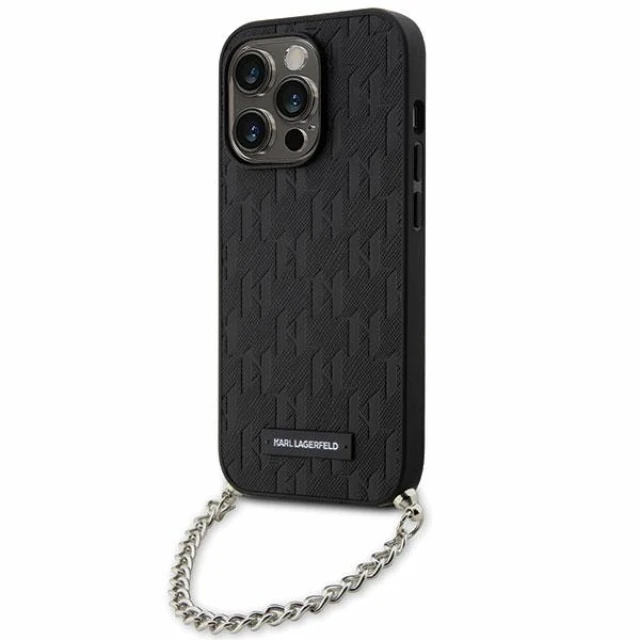 Чохол Karl Lagerfeld Saffiano Monogram Chain для iPhone 14 Pro Max Black (KLHCP14XSACKLHPK)