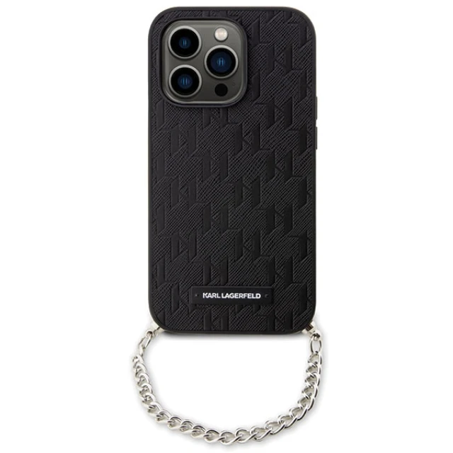 Чохол Karl Lagerfeld Saffiano Monogram Chain для iPhone 14 Pro Max Black (KLHCP14XSACKLHPK)