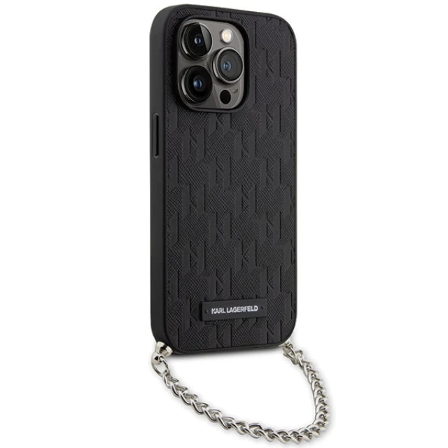 Чохол Karl Lagerfeld Saffiano Monogram Chain для iPhone 14 Pro Max Black (KLHCP14XSACKLHPK)