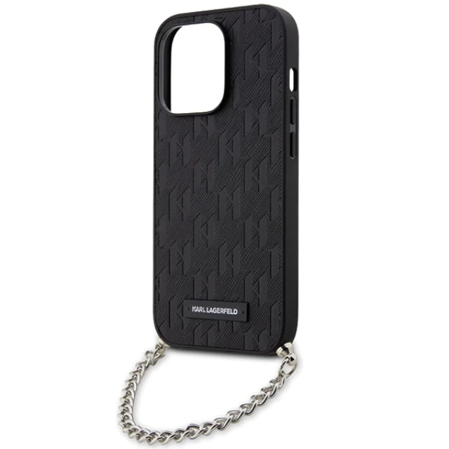 Чохол Karl Lagerfeld Saffiano Monogram Chain для iPhone 14 Pro Max Black (KLHCP14XSACKLHPK)