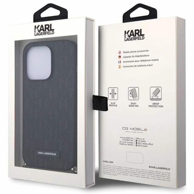 Чохол Karl Lagerfeld Saffiano Monogram Chain для iPhone 14 Pro Max Black (KLHCP14XSACKLHPK)