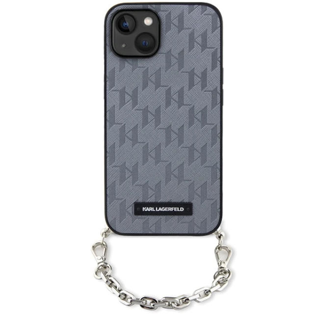 Чохол Karl Lagerfeld Saffiano Monogram Chain для iPhone 14 | 13 Silver (KLHCP14SSACKLHPG)