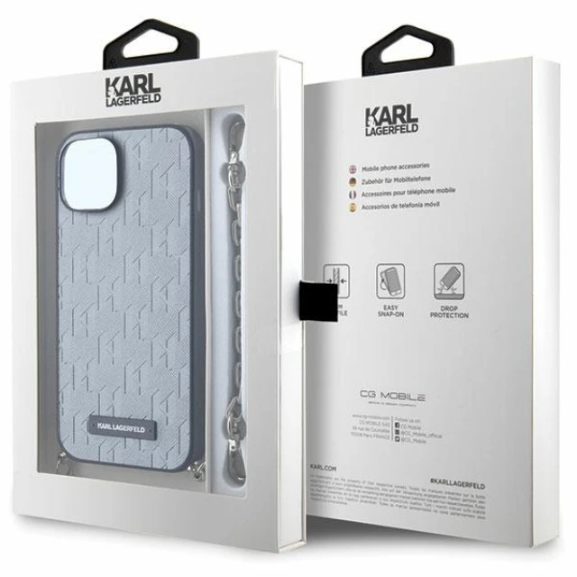 Чохол Karl Lagerfeld Saffiano Monogram Chain для iPhone 14 | 13 Silver (KLHCP14SSACKLHPG)
