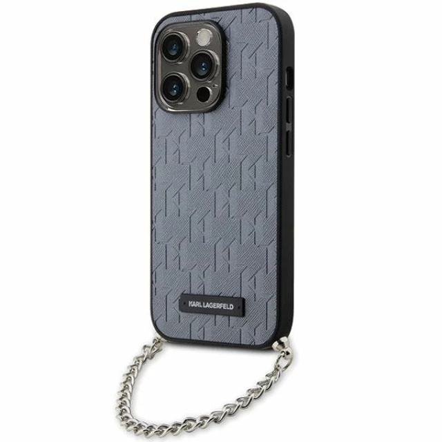 Чохол Karl Lagerfeld Saffiano Monogram Chain для iPhone 14 Pro Silver (KLHCP14LSACKLHPG)