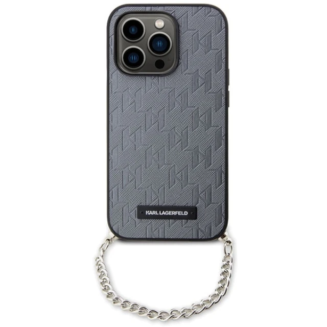 Чохол Karl Lagerfeld Saffiano Monogram Chain для iPhone 14 Pro Silver (KLHCP14LSACKLHPG)
