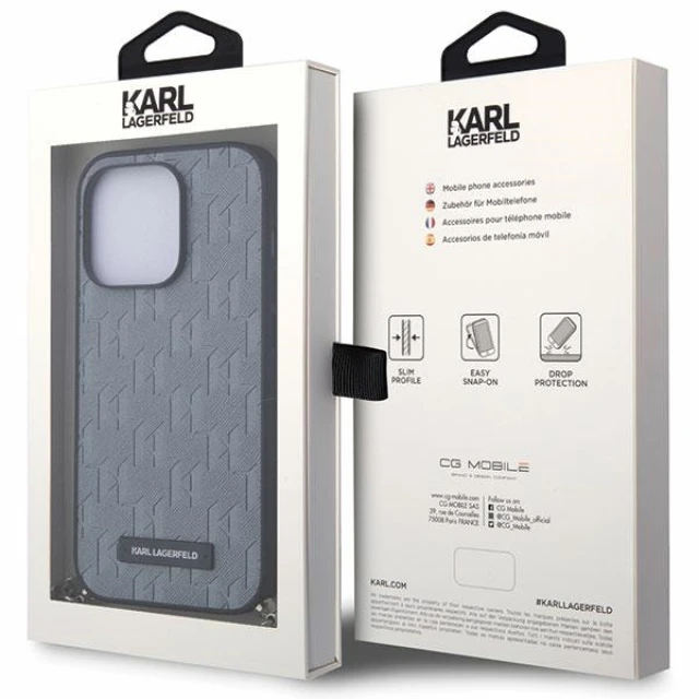Чохол Karl Lagerfeld Saffiano Monogram Chain для iPhone 14 Pro Max Silver (KLHCP14XSACKLHPG)