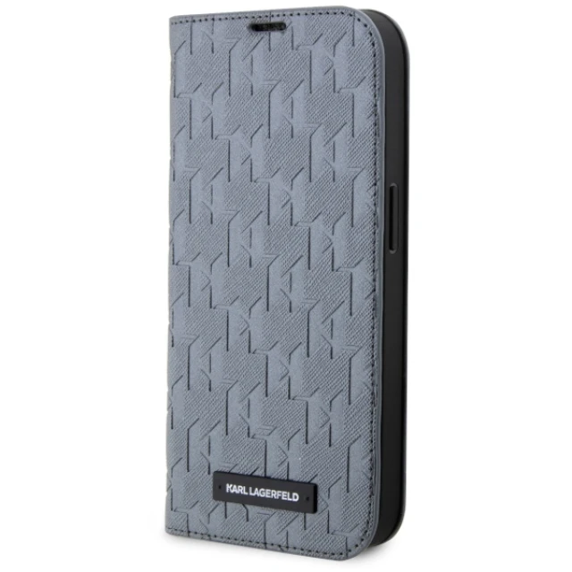 Чохол Karl Lagerfeld Saffiano Monogram для iPhone 14 | 13 Silver (KLBKP14SSAKLHPG)