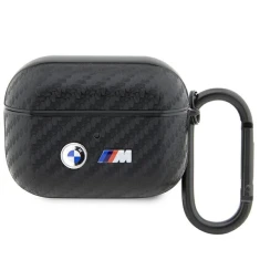 Чехол для наушников BMW Carbon Double Metal Logo для AirPods Pro 2 Black (BMAPWMPUCA2)