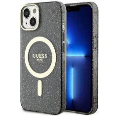 Чохол Guess Glitter Gold для iPhone 14 Plus Black with MagSafe (GUHMP14MHCMCGK)