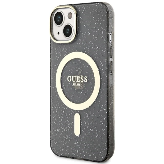 Чехол Guess Glitter Gold для iPhone 14 Plus Black with MagSafe (GUHMP14MHCMCGK)