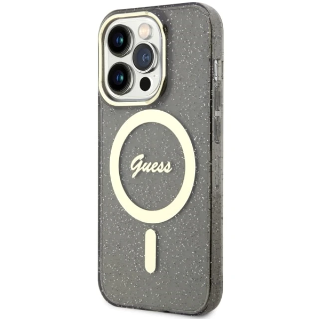 Чохол Guess Glitter Gold для iPhone 14 Pro Black with MagSafe (GUHMP14LHCMCGK)
