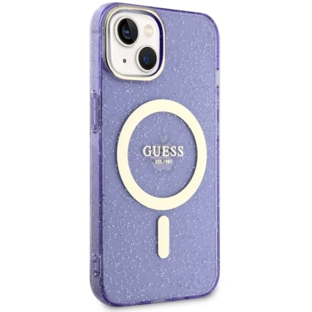 Чохол Guess Glitter Gold для iPhone 14 | 13 Purple with MagSafe (GUHMP14SHCMCGU)